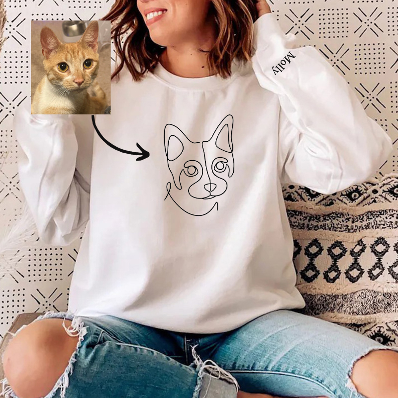 Sweat personnalisé brodé d'une tête d'animal de compagnie, d'une photo et d'un nom Cadeau idéal pour les amoureux des animaux de compagnie