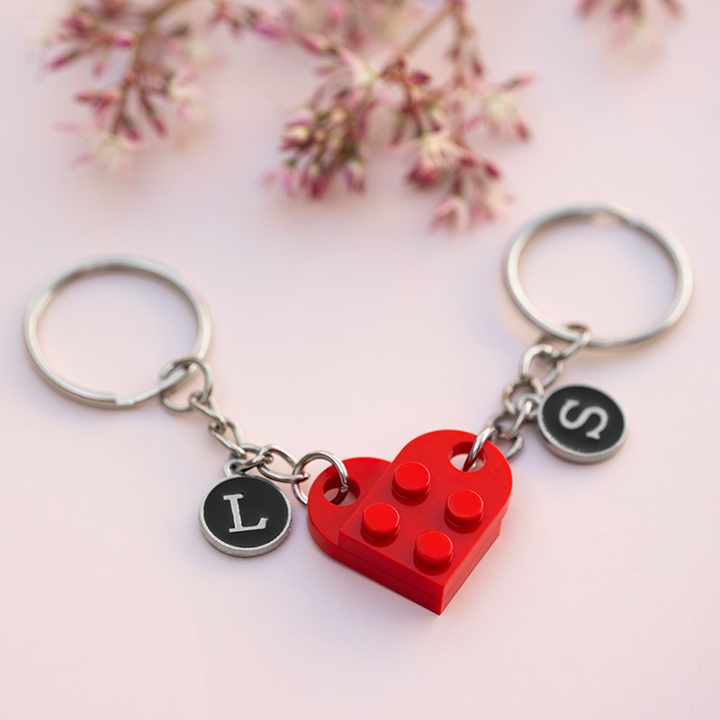合わせるハート イニシャル カップル ペアキーホルダー オーダーメイド