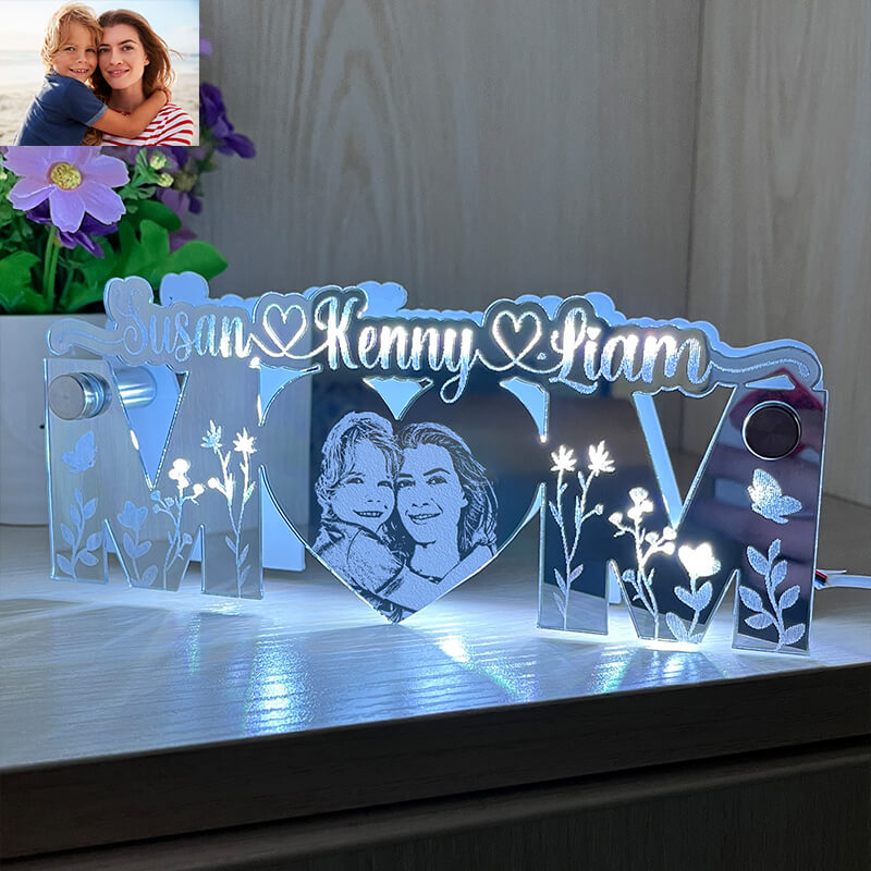 Personalized Mom Mirror Lamp Customized Photo Warm Mother's Day Gift