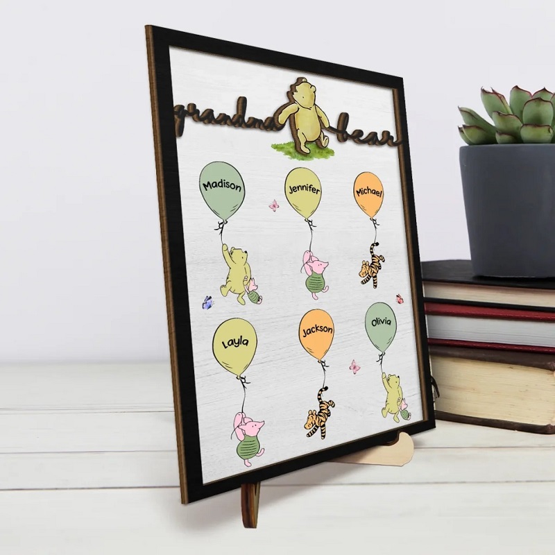 Personalized Frame Grandma Bear Custom Kids Name Cute Pattern Design Attractive Mother's Day Gift