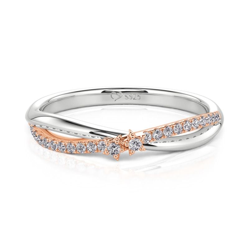 Jeulia “Starry Encounter” Two Tone Twist Star Promise Ring