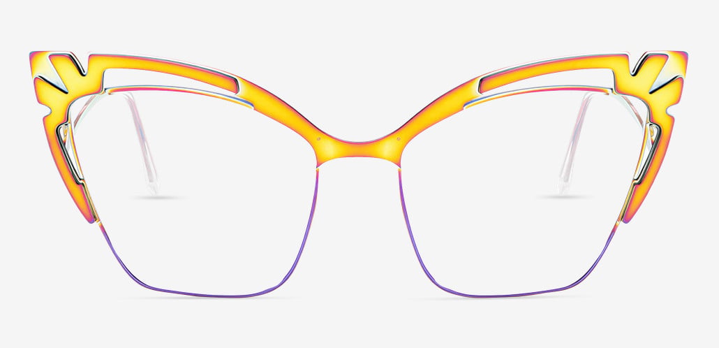 Peacock Yellow Cat Eye Glasses
