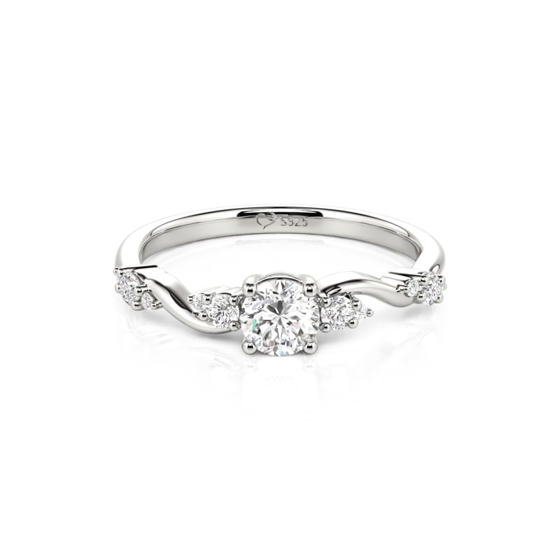 Jeulia Twist Round Cut Promise Ring for Her Sterling Silver