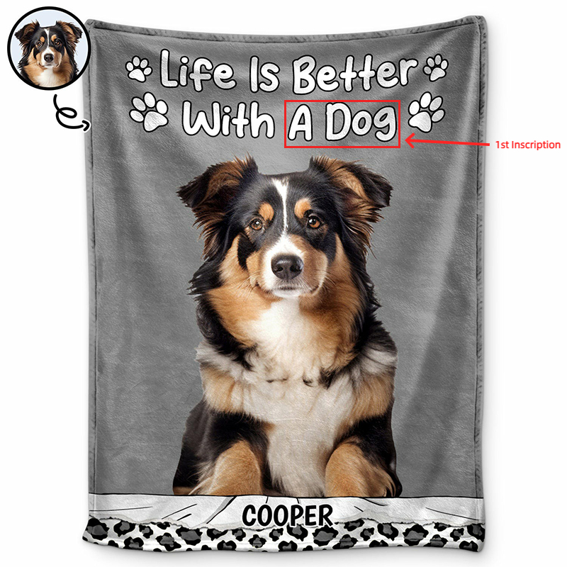 Personalized Picture Blanket with Cute Footprint Pattern Warm Gift for Best Pet Lover