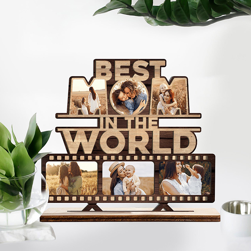 Personalized Picture Frame Best Mom In The World with Film Design Creative Gift for Mother's Day