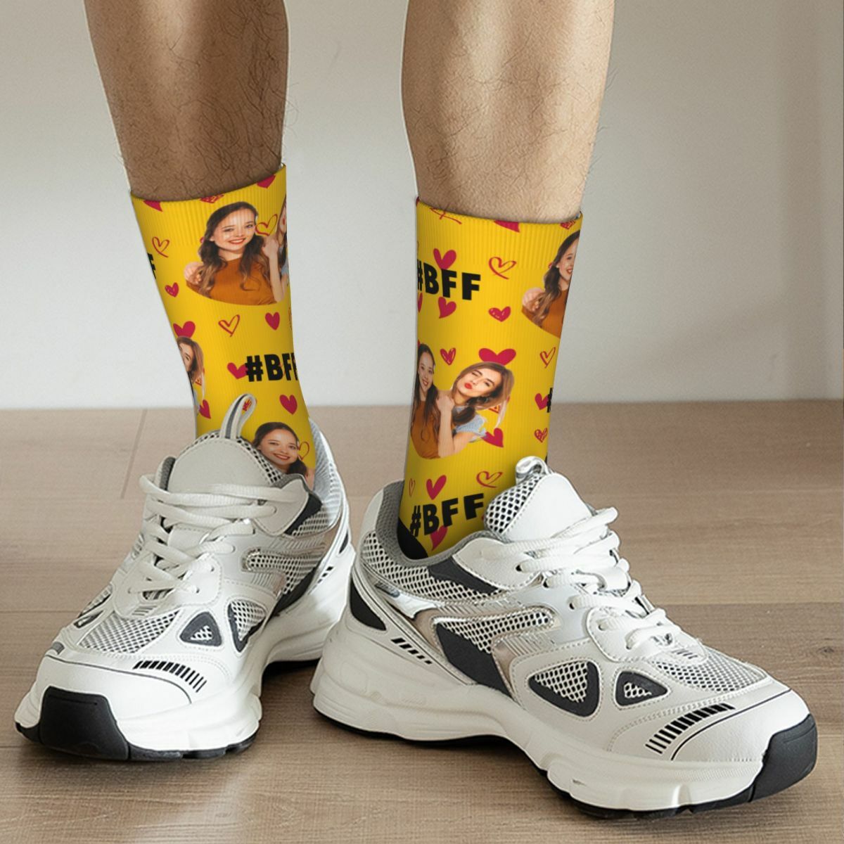 Custom Face Socks #BFF Add Multiple Photos as a Gift for Besties