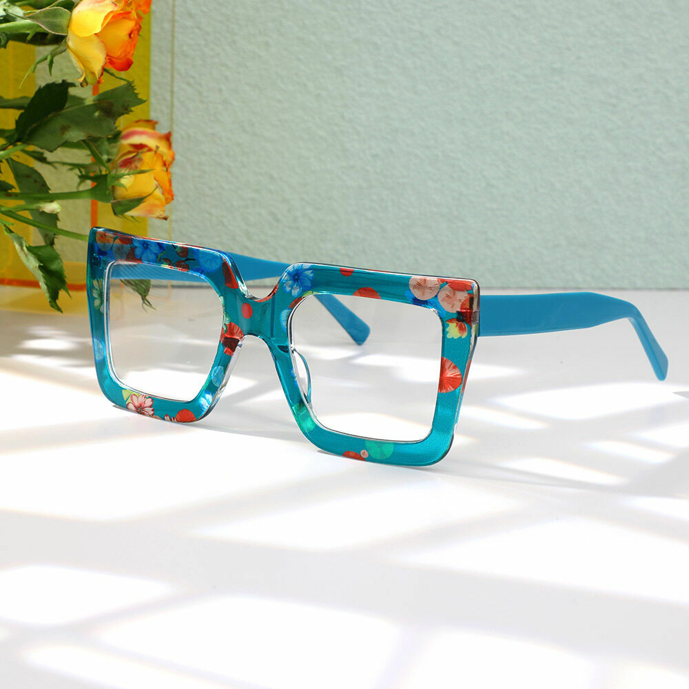 Bron Quadratische Blaue Blume Brille
