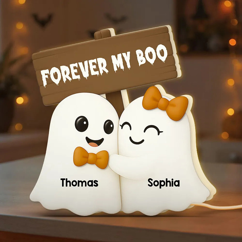 Personalized Name Night Light Ghost Couple Design Best Halloween Gift