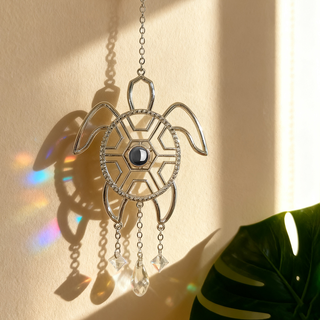 Adorno colgante con imagen de proyección de tortuga personalizada, regalo de Navidad para la familia