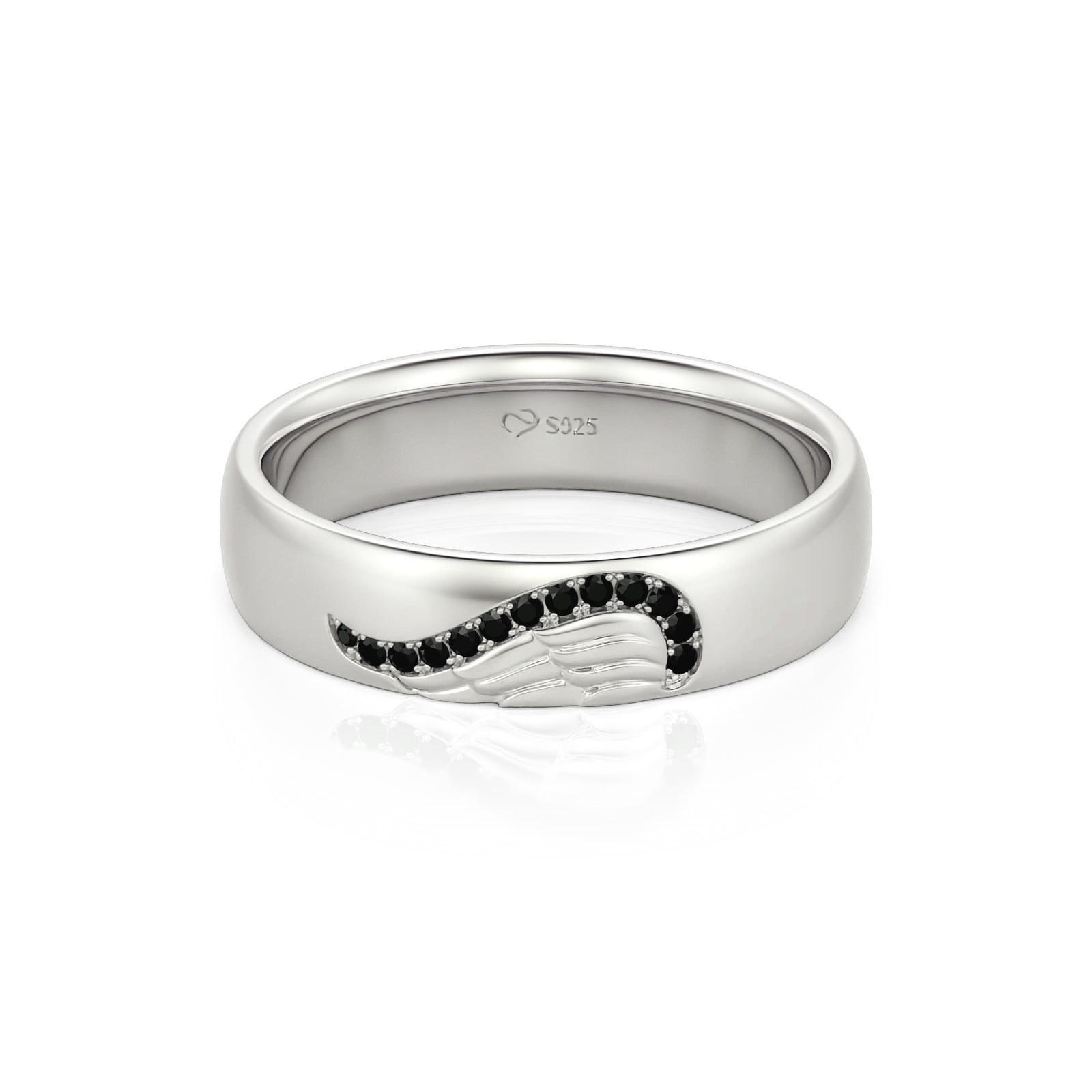Jeulia Angel Wing Creative Engraved Sterling Silver Men's Band