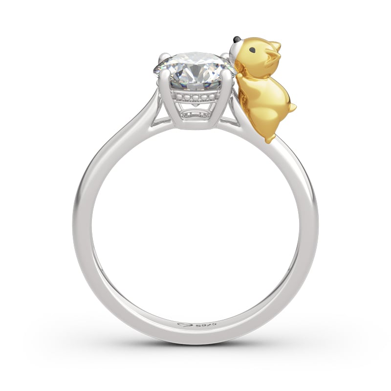 Jeulia Hug Me "Queen's Corgi" Round Cut Sterling Silver Ring