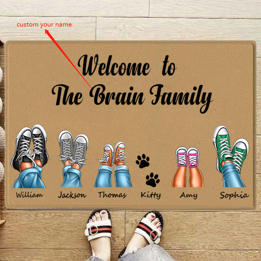 Personalized Name Floor Mats with Custom Feet Pattern Perfect Home Decor Present for Family