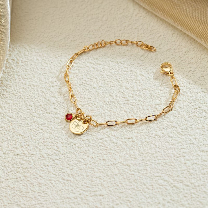 Bracelet d'anniversaire personnalisé avec pendentif disque Cadeau d'anniversaire simple