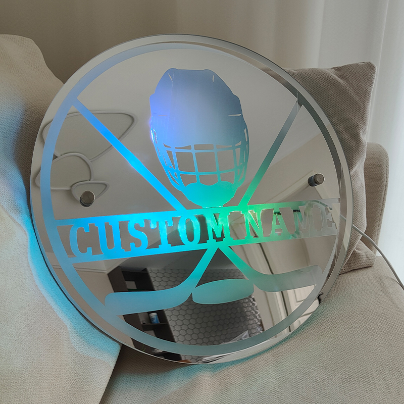 Personalized Hockey Mirror Lamp Cool Gift For Hockey Lovers