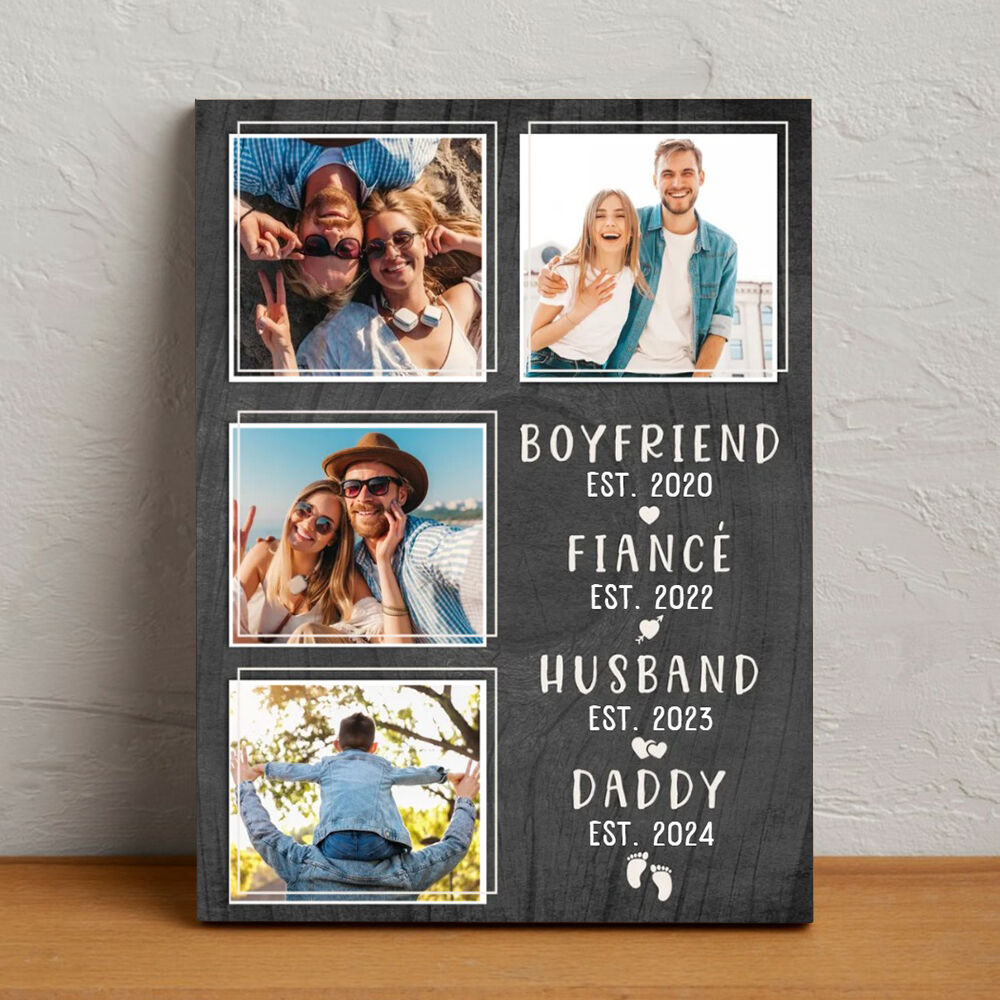 Personalized Picture Canvas Wall Art with Footprint Pattern Interesting Gift for Your Husband