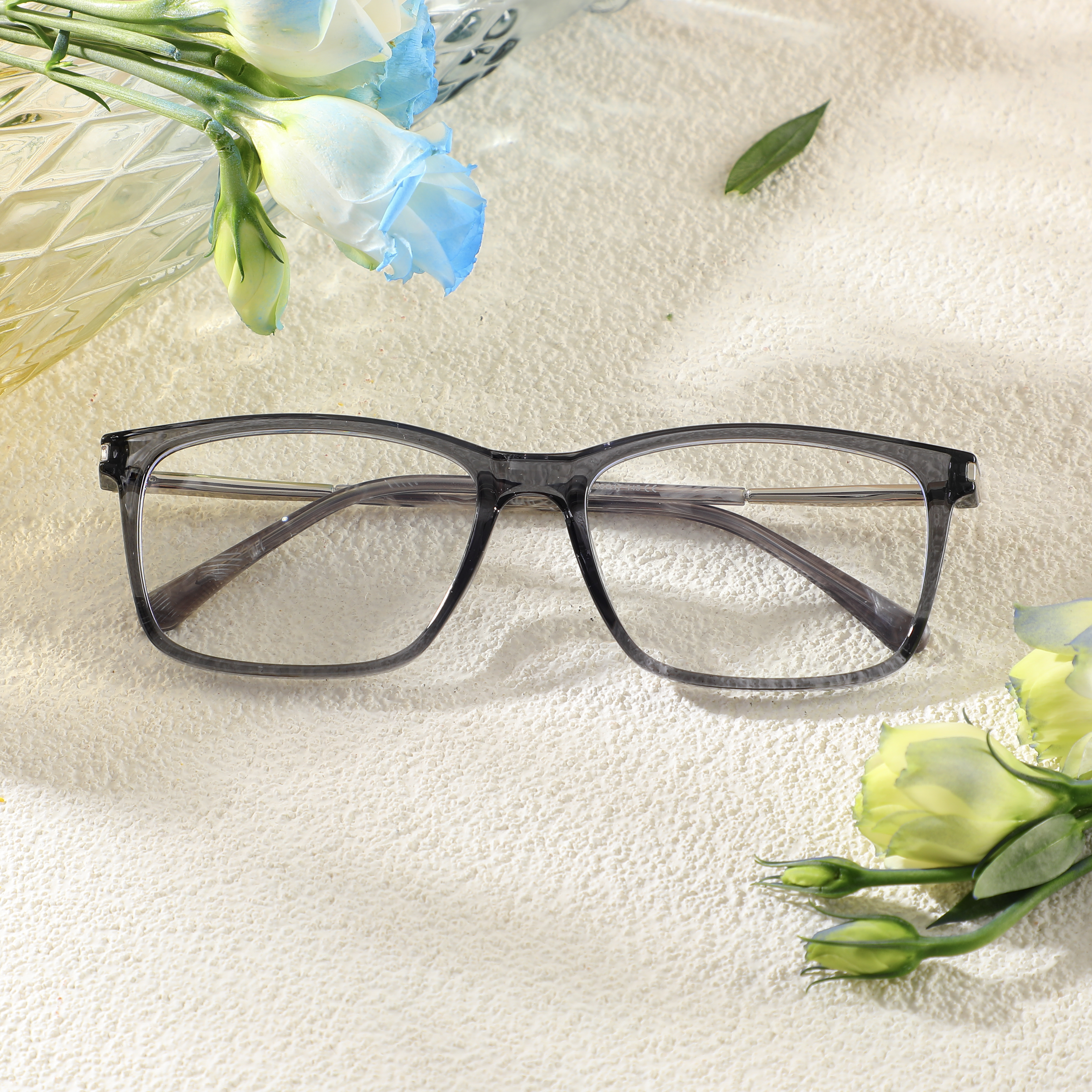 Sapir Rechteckige Graue Brille