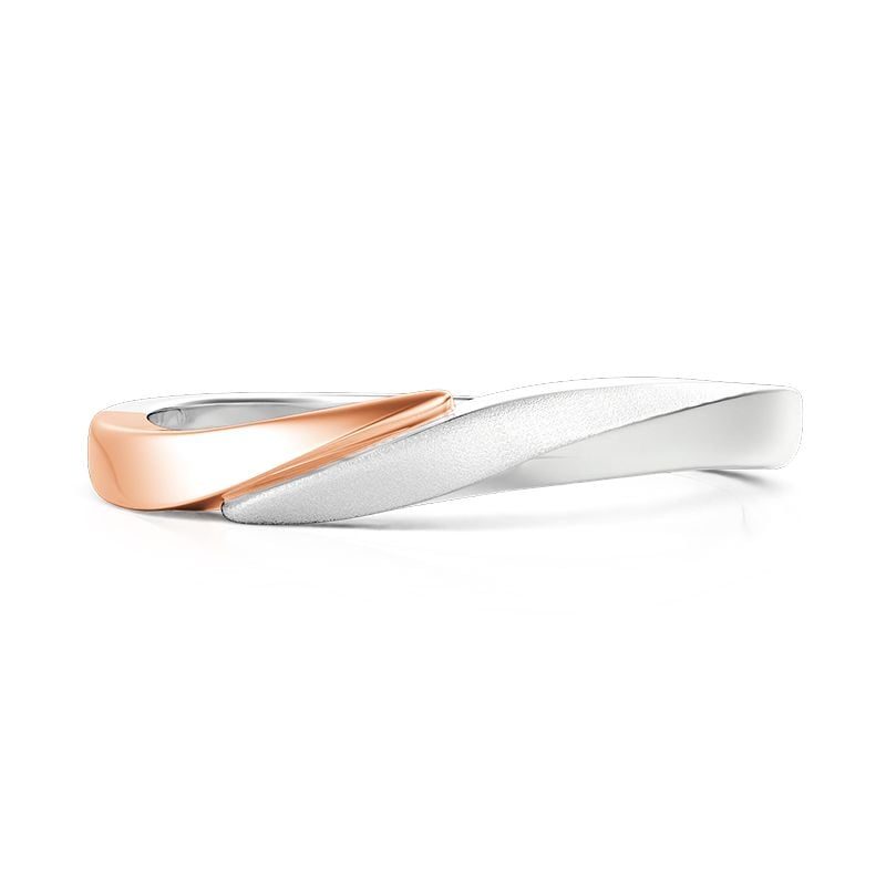 Jeulia Curved Twisted Blasted Two-Tone Men's Wedding Band