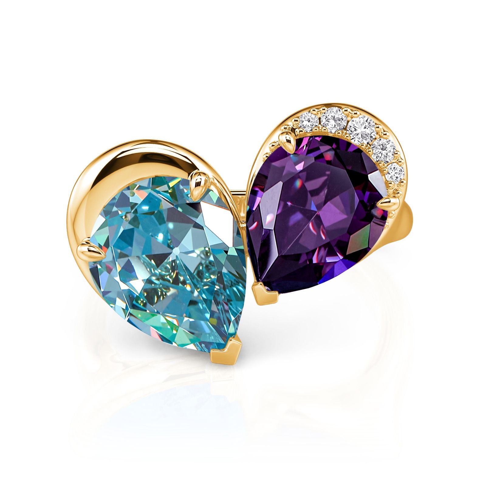 Jeulia Elegance Double Pear Toi et Moi Cocktail Ring