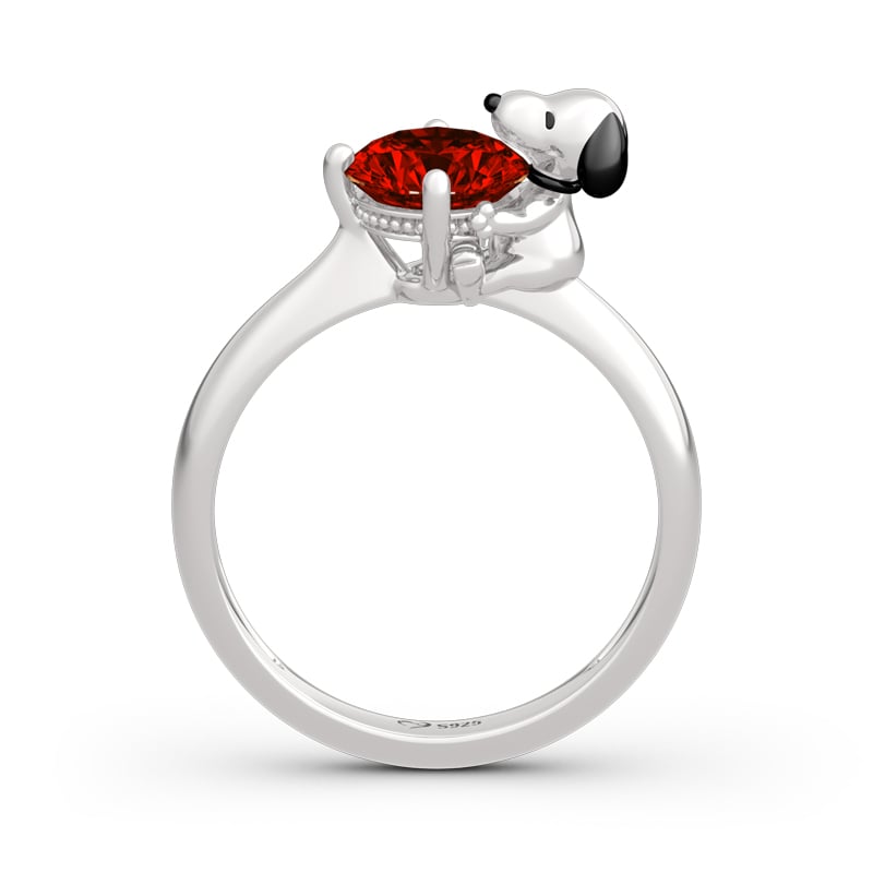 Jeulia Hug Me "Live in The Present" Puppy Round Cut Sterling Silver Ring