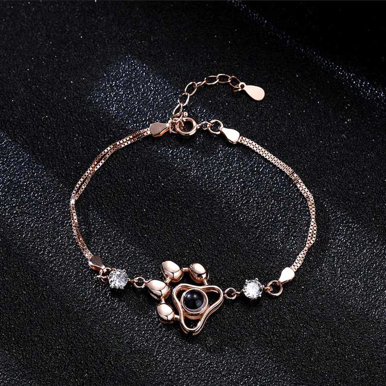 ペット 犬 猫 肉球 投影 写真 写真入れ ブレスレット カスタマイズ