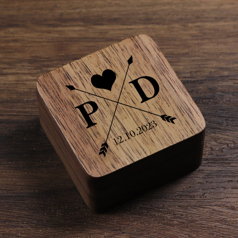 Personalized Cufflink Box Couple Initials Love Arrow Design Attractive Anniversary Gift for Him