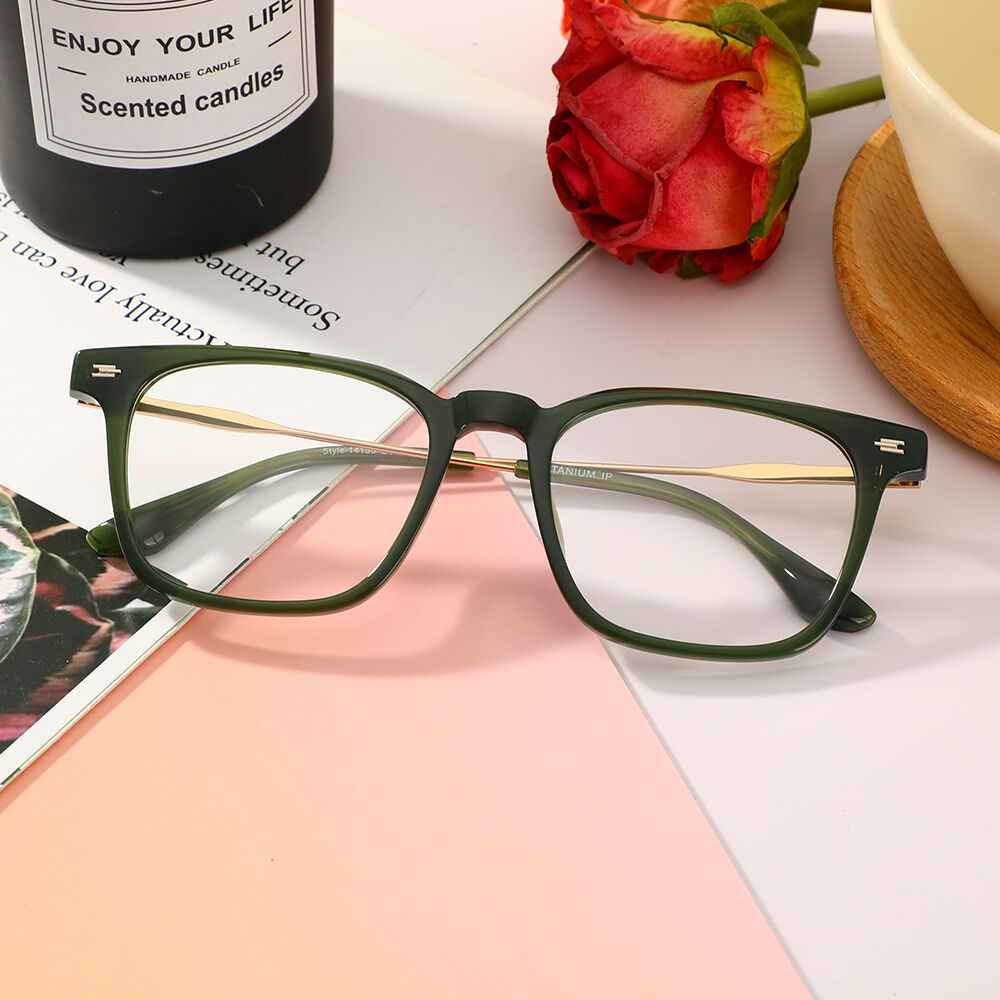 Polly Square Green Glasses