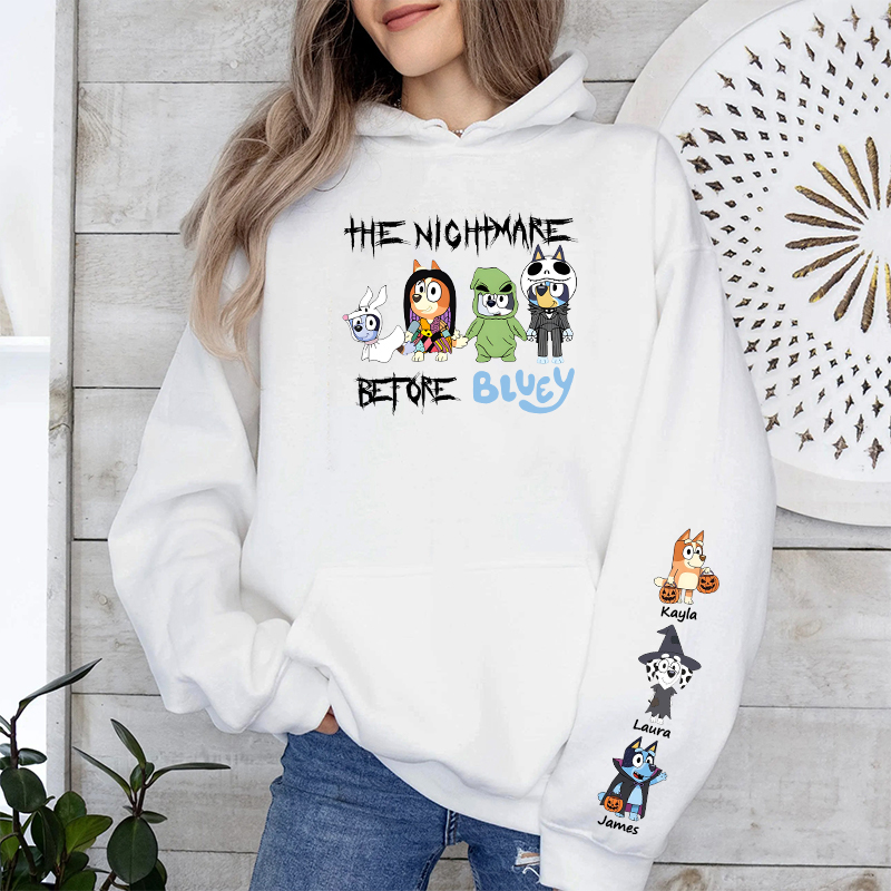 Personalized Hoodie The Nightmare Before Custom Cartoon Pattern Funny Halloween Gift for Family