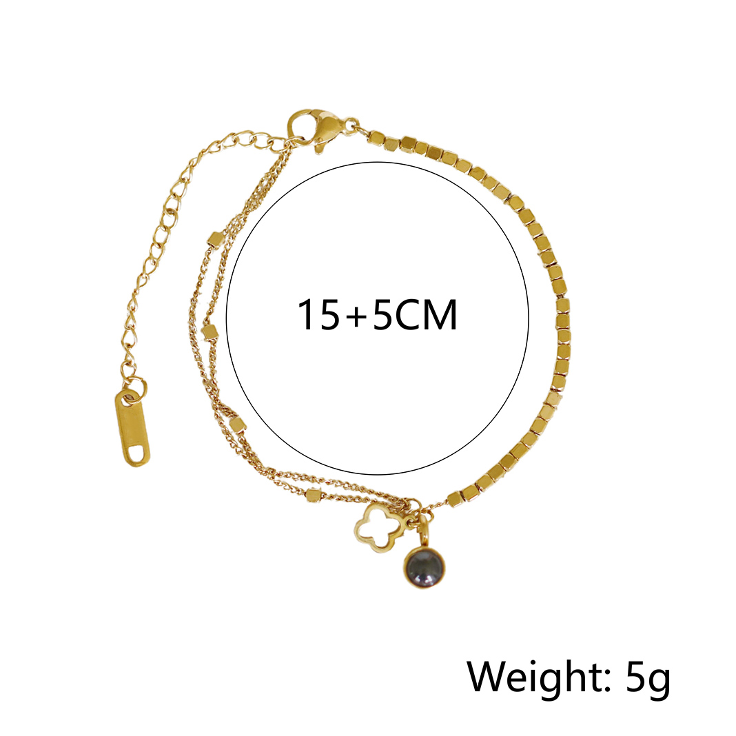 Pulsera con proyección de imagen personalizada y trébol de cuatro hojas para niñas.