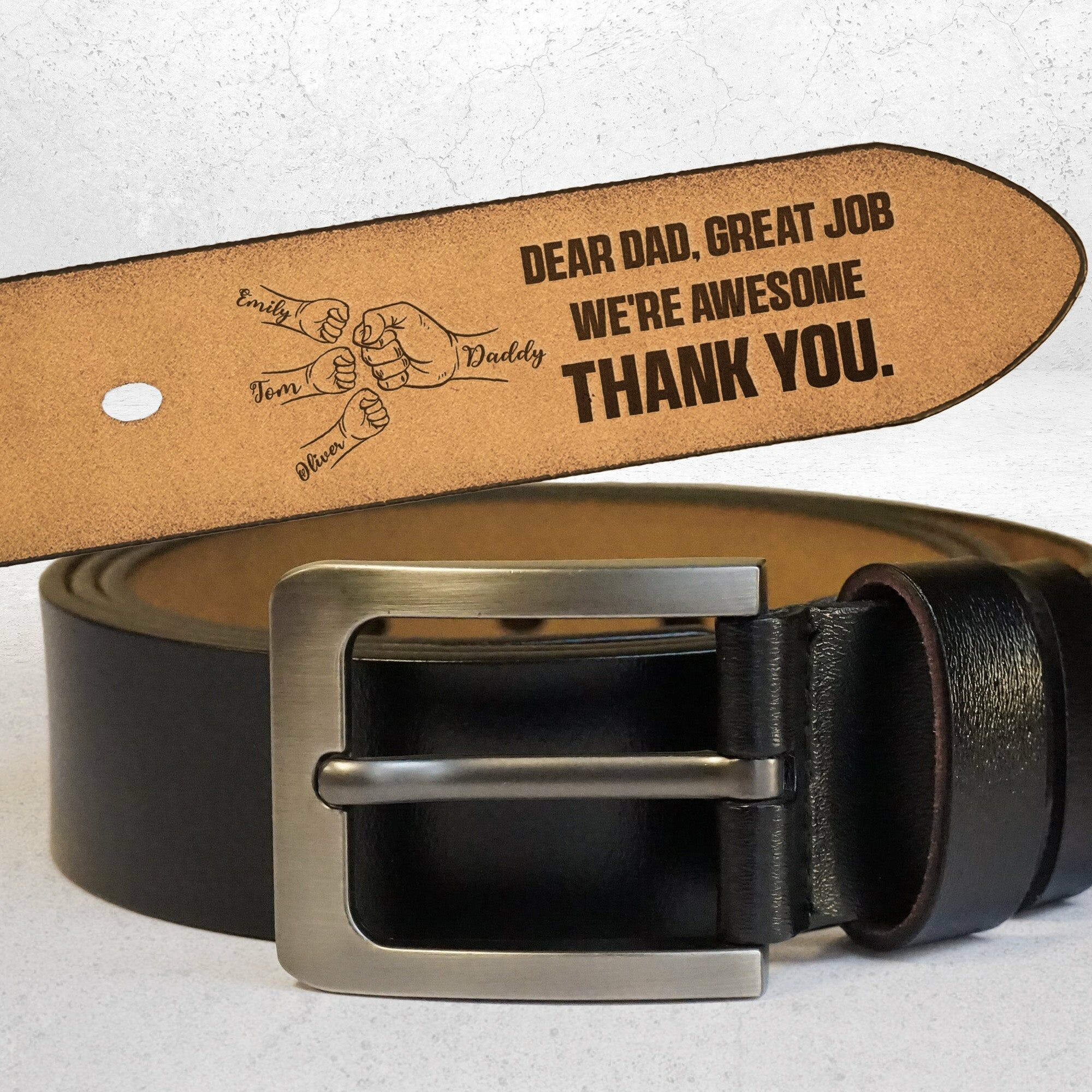 Personalized Engraved Leather Belt Custom Name Men's Gifts Thank You Gifts for Dad