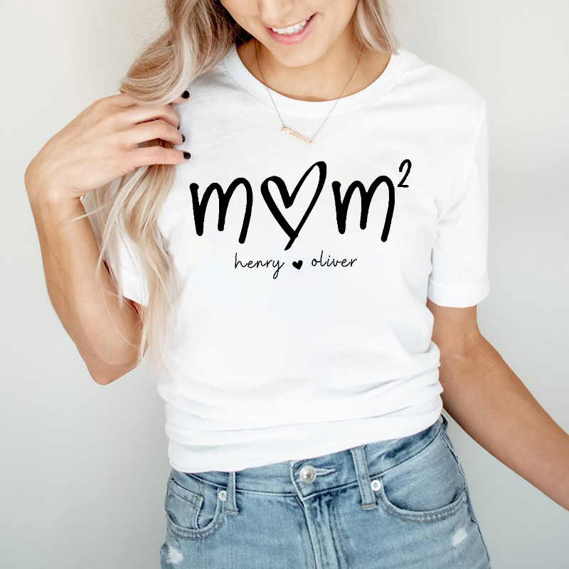Personalized T-shirt Custom Mom with Number of Children and Names Design Creative Mother's Day Gift