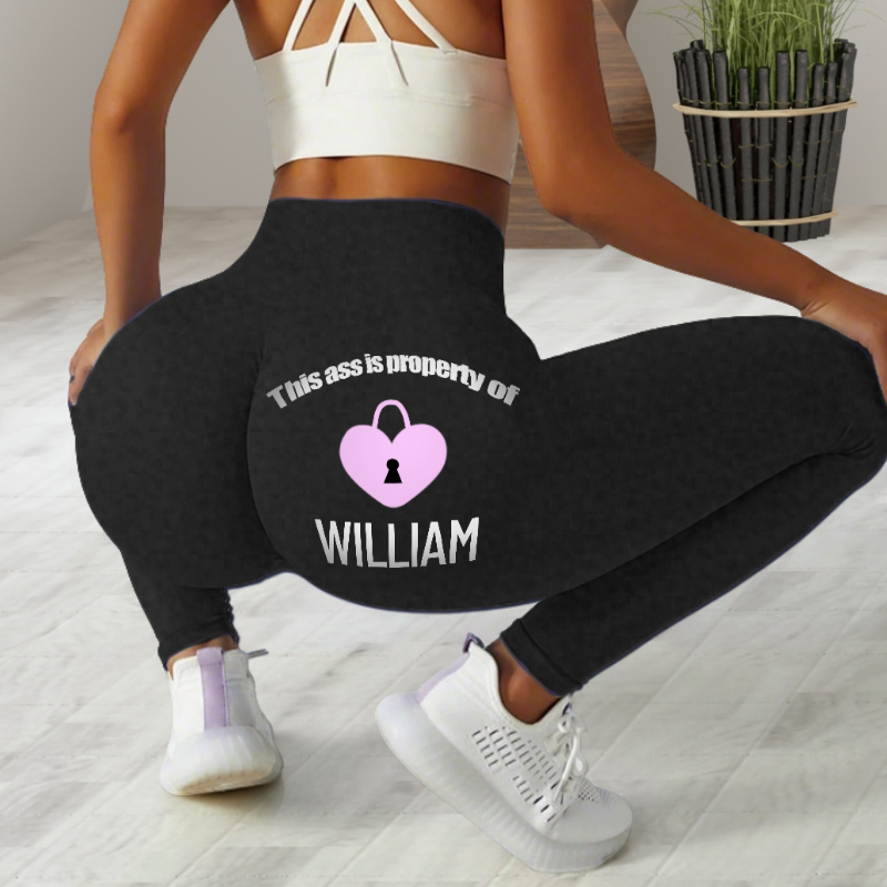 Personalized Leggings This Is Property of Him Heart Lock Design Creative Couple Gift for Her