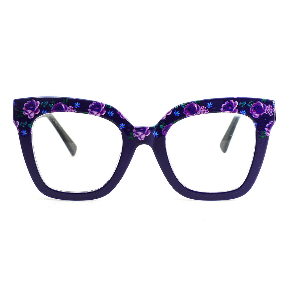 Cynthia Quadratische Lila Blumen Brille