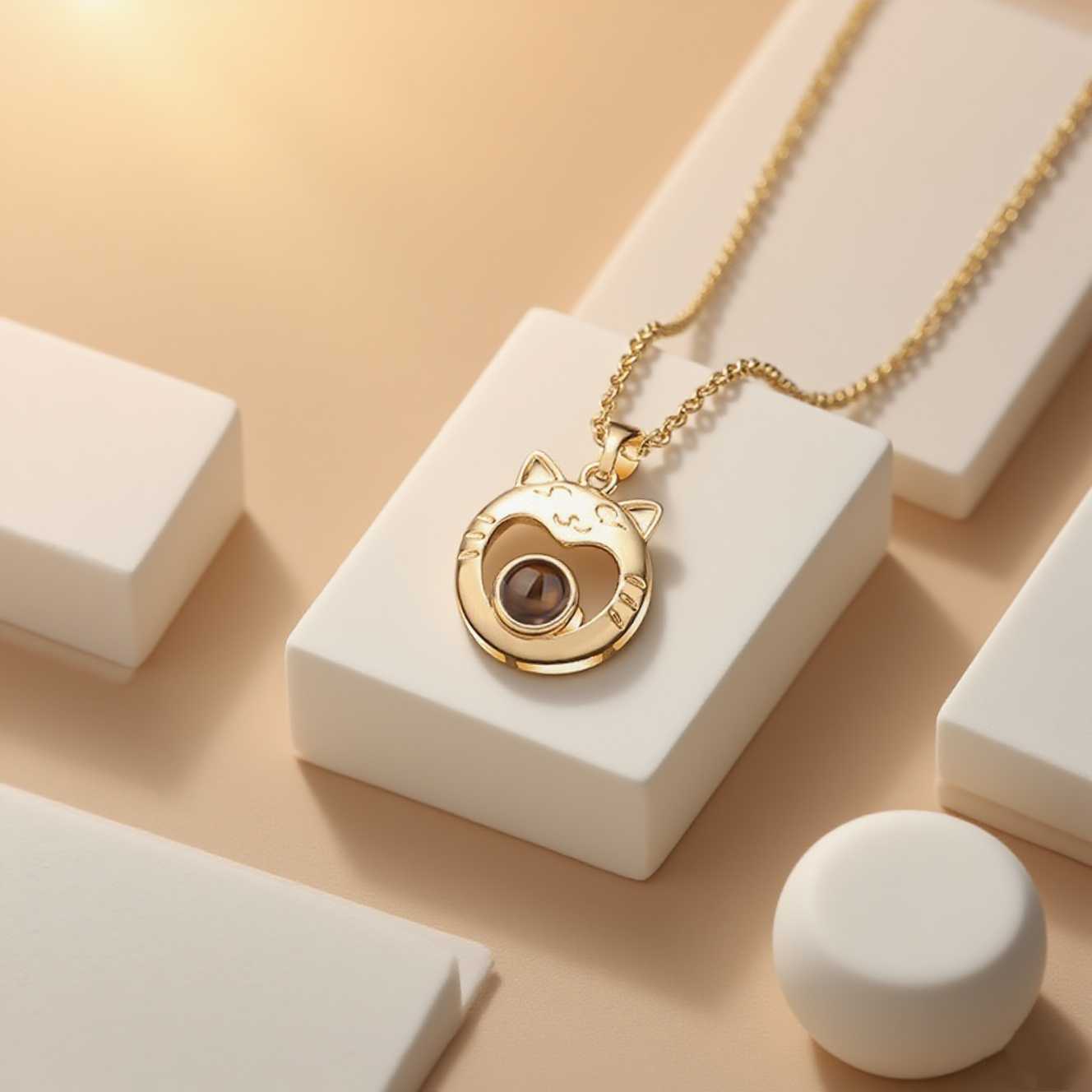 Personalized Cat Projection Picture Necklace Gift for Pet Lovers