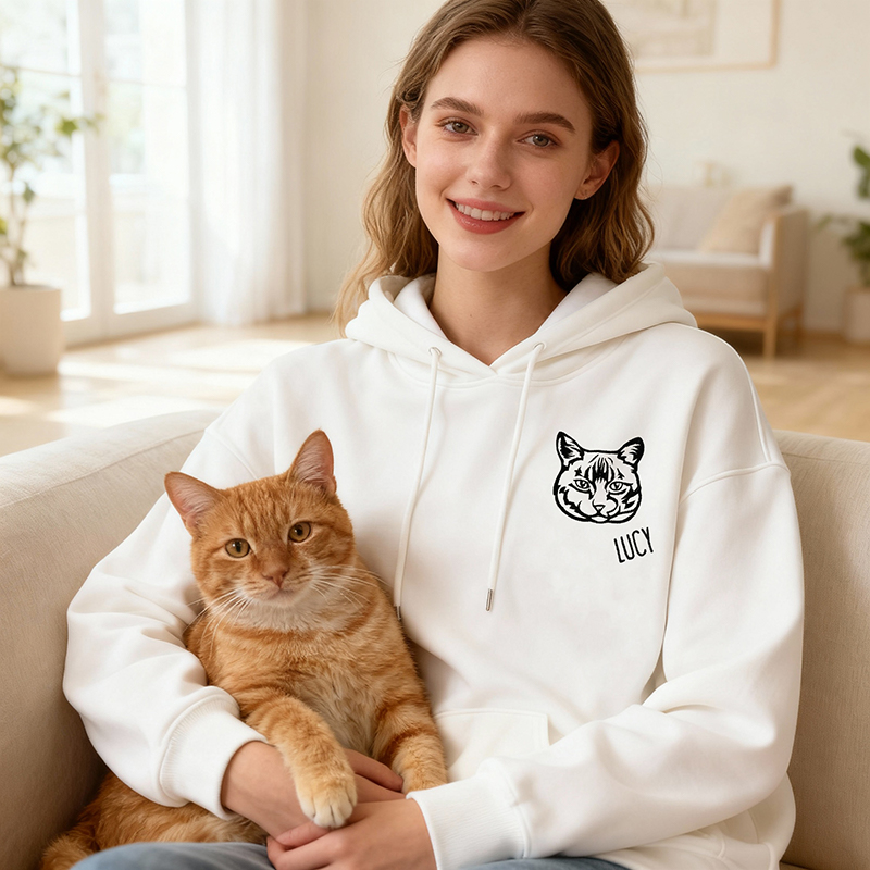 Sweat à capuche personnalisé avec photo brodée de la tête de votre animal cadeau parfait pour les amoureux des animaux