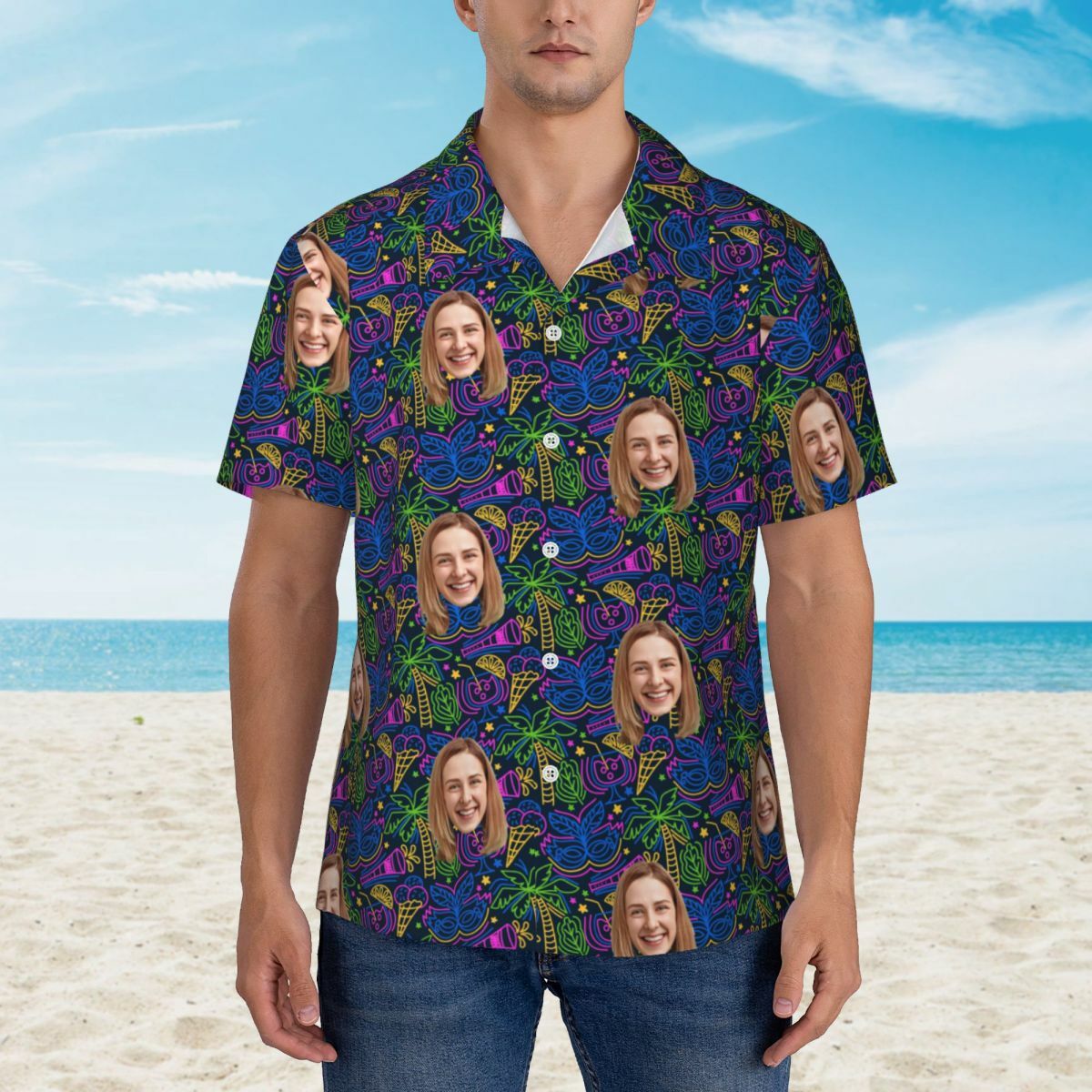 Custom Hawaiian Shirts Summer Leaves Personalized Aloha Beach Shirt for Men