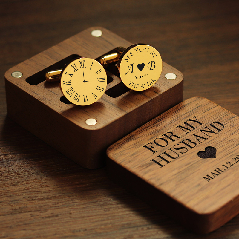 Personalized Custom Cufflink See You At The Altar Clock Design Creative Anniversary Gift for Him