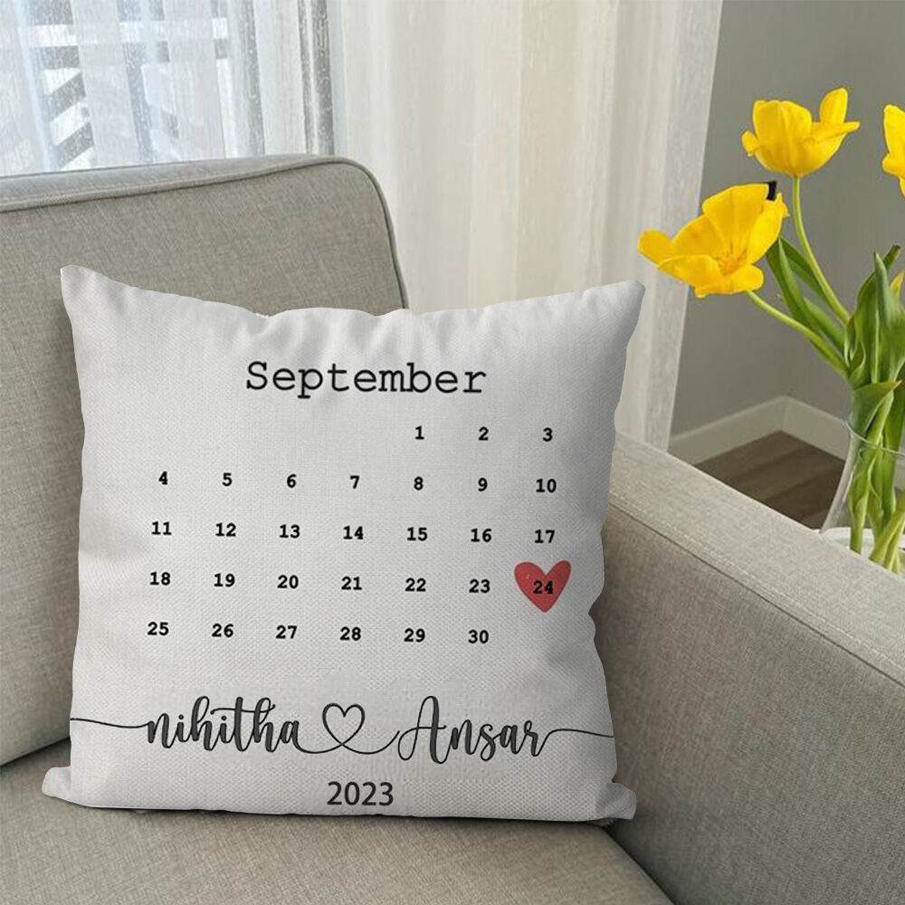 Personalisiertes Kissen Romantisches Datum-Erinnerungs-Jahrestaggeschenk Für Das Paar
