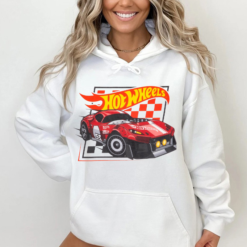 Personalized Hoodie Hot Wheels Red Cool Racing Car Pattern Design Perfect Gift for Car Lovers