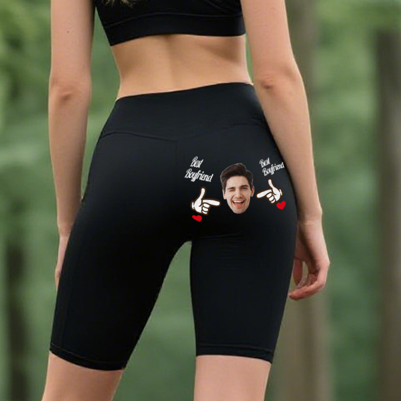 Personalized Biker Leggings You're The Best Boyfriend Custom Photo Design Surprise Gift for Lovers