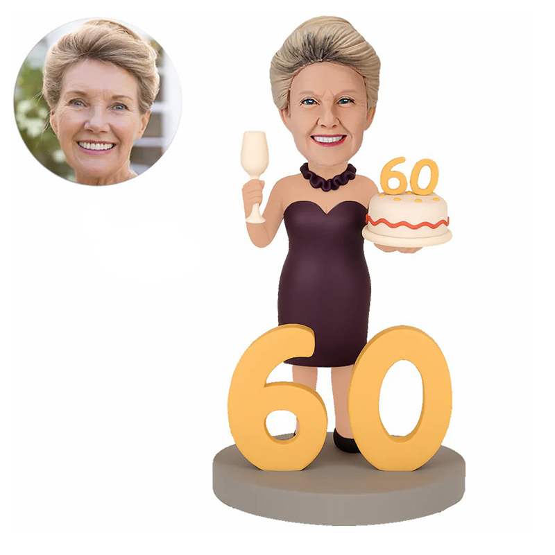 Personalisierte Wackelkopfpuppe mit individuellem Kopf und Alter Geschenk für Mama