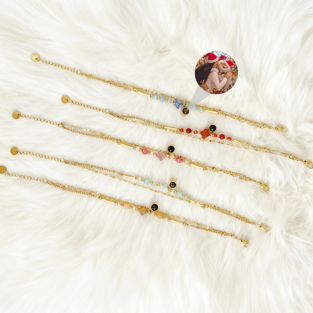 Personalized Colorful Stone Projection Picture Bracelet Simple Gift for Girls