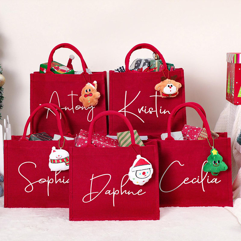 Personalisierte Weihnachtsgeschenktüte mit Namen und niedlichen Accessoires Exquisites Geschenk für Kinder