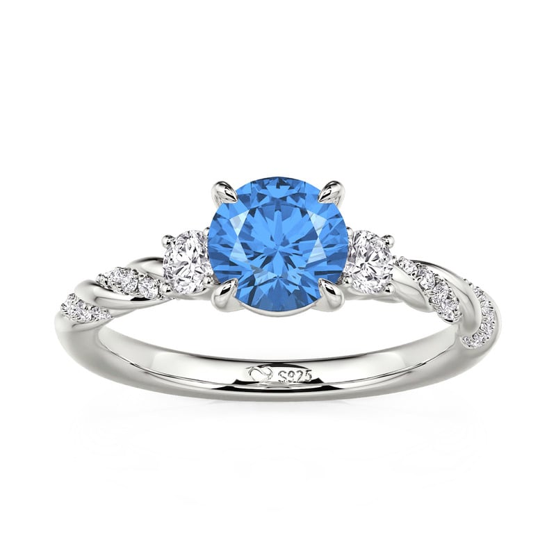 Jeulia Custom Three Stone Twisted Birthstone Engagement Ring