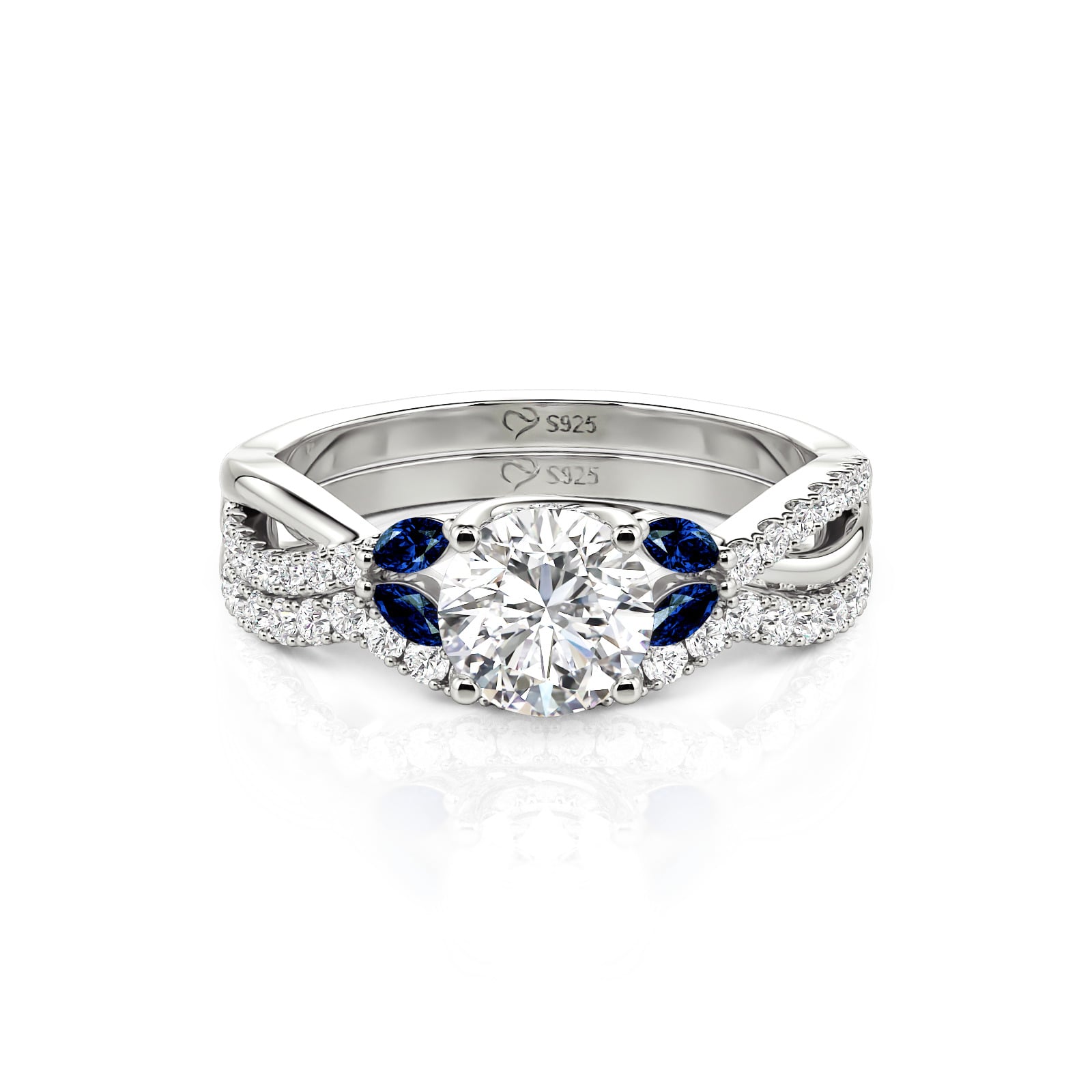 Jeulia Twist Leaf Round Cut Engagement and Wedding Ring Set
