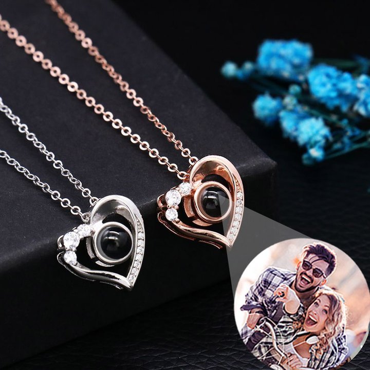 Sterling Silver Personalized Photo Projection Necklace With Picture Inside -My Heart Will Go On