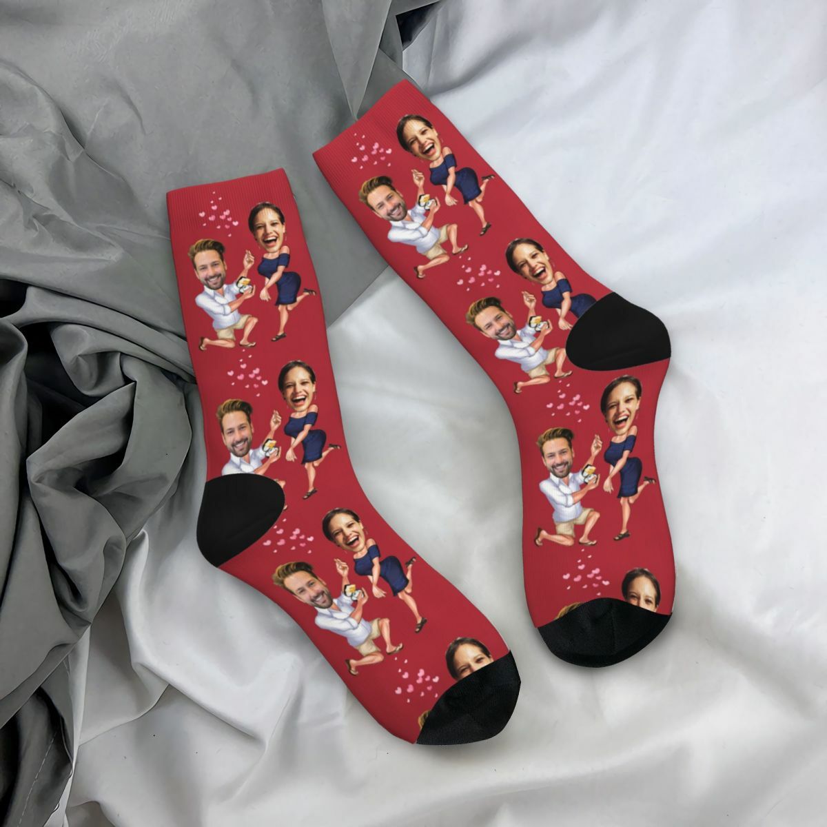 Personalized Face Socks Couple Photo Funny Socks for Marriage Proposal