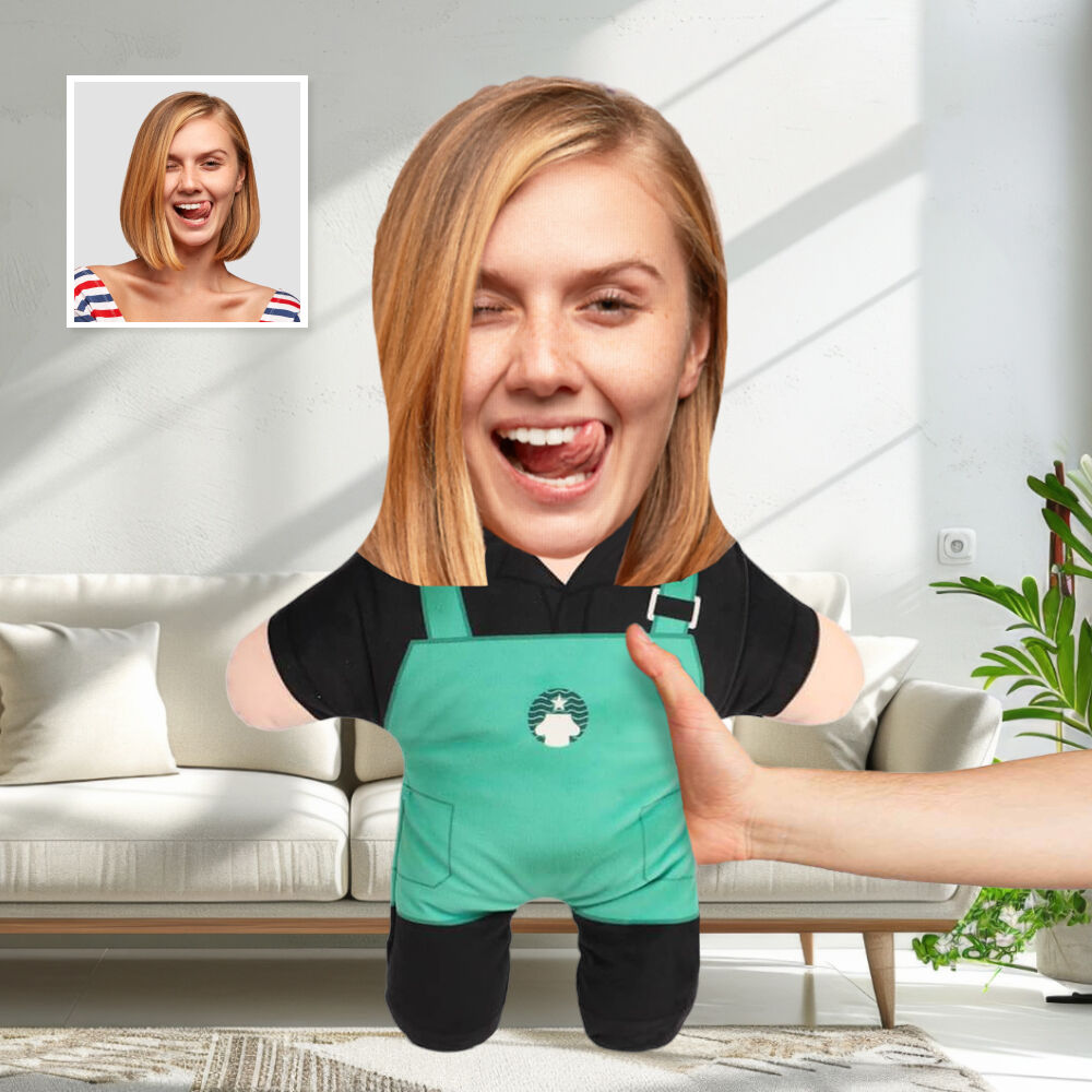 Oreiller personnalisé Serveur de café Poupée de fantaisie Cadeau pour ami
