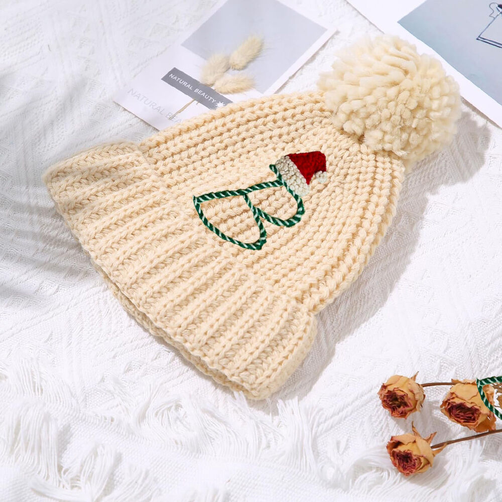 イニシャル 刺繍 キッズ ニット帽 ビーニー クリスマス オリジナル