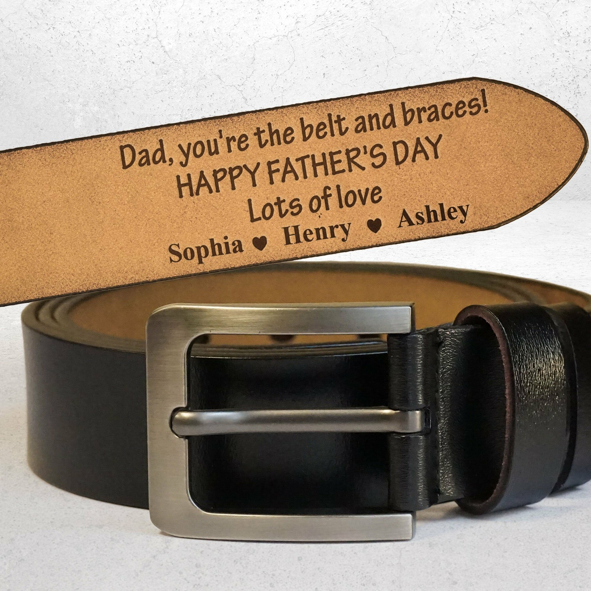 Personalized Engraved Leather Belt Handmade Gift Special Father’s Day Gift for Dad
