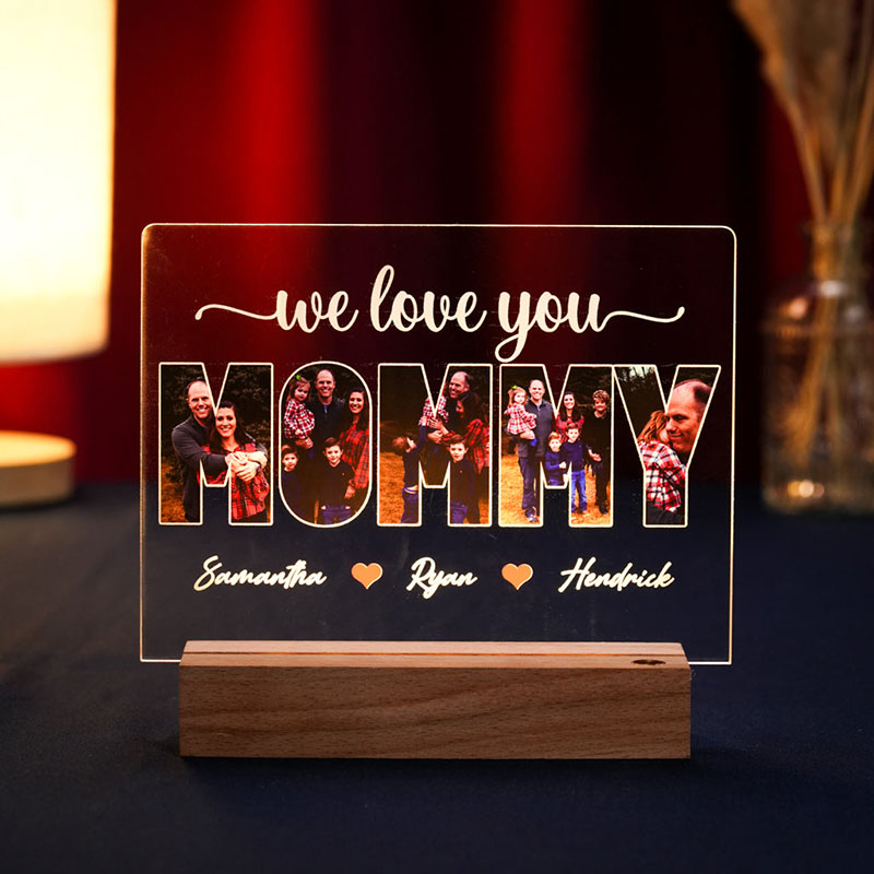 Personalized Picture Night Light with Custom Name Simple Present for Mommy